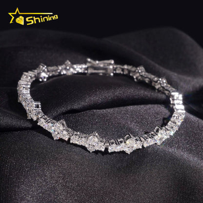 USA Warehouse Local Stocks GRA Certificate 3Mm 925 Solid Silver Hip Hop Iced Out VVS Moissanite Diamond Tennis Bracelet