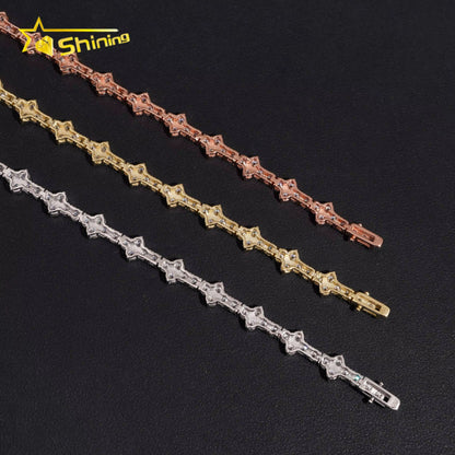 USA Warehouse Local Stocks GRA Certificate 3Mm 925 Solid Silver Hip Hop Iced Out VVS Moissanite Diamond Tennis Bracelet