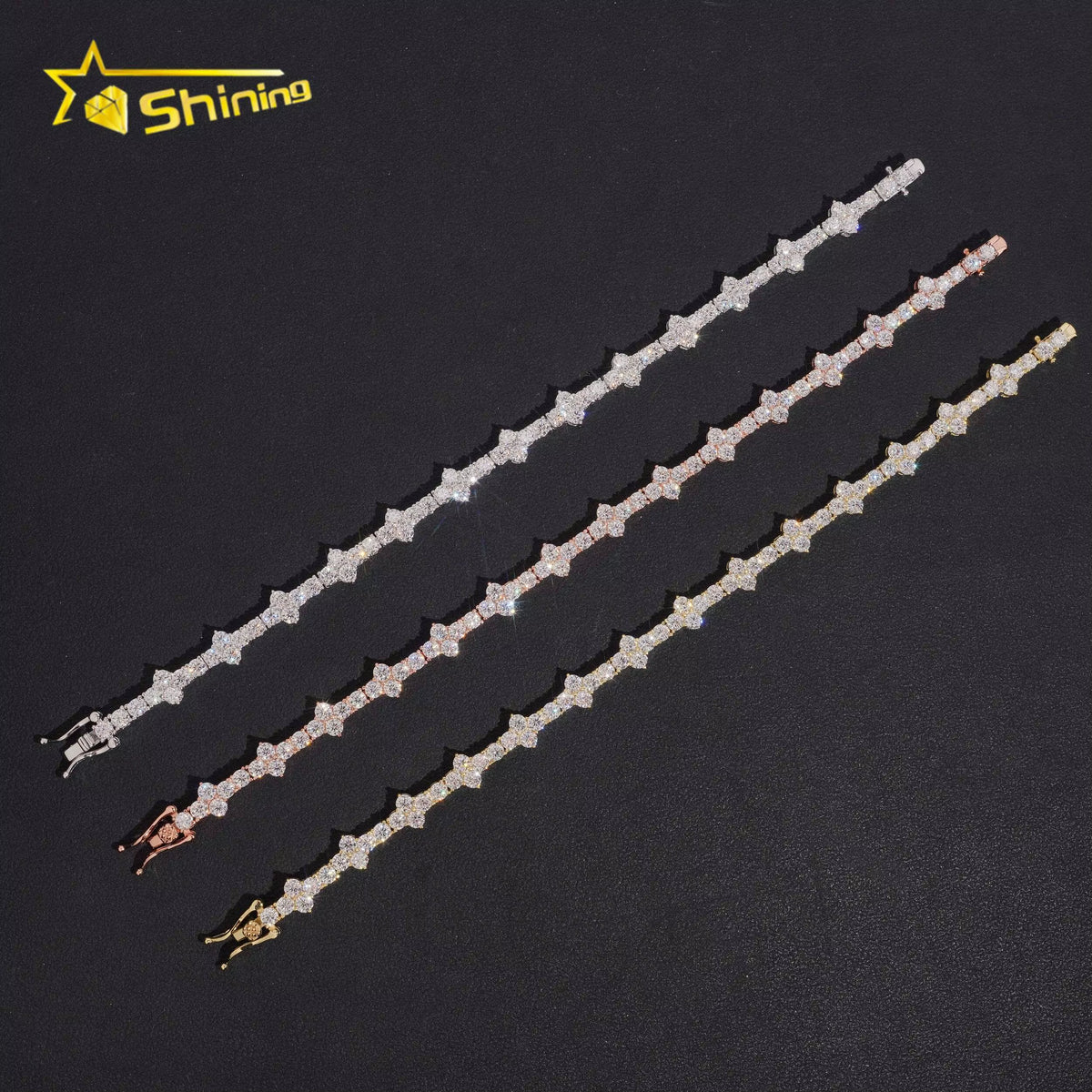 USA Warehouse Local Stocks GRA Certificate 3Mm 925 Solid Silver Hip Hop Iced Out VVS Moissanite Diamond Tennis Bracelet