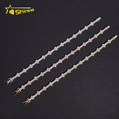 USA Warehouse Local Stocks GRA Certificate 3Mm 925 Solid Silver Hip Hop Iced Out VVS Moissanite Diamond Tennis Bracelet