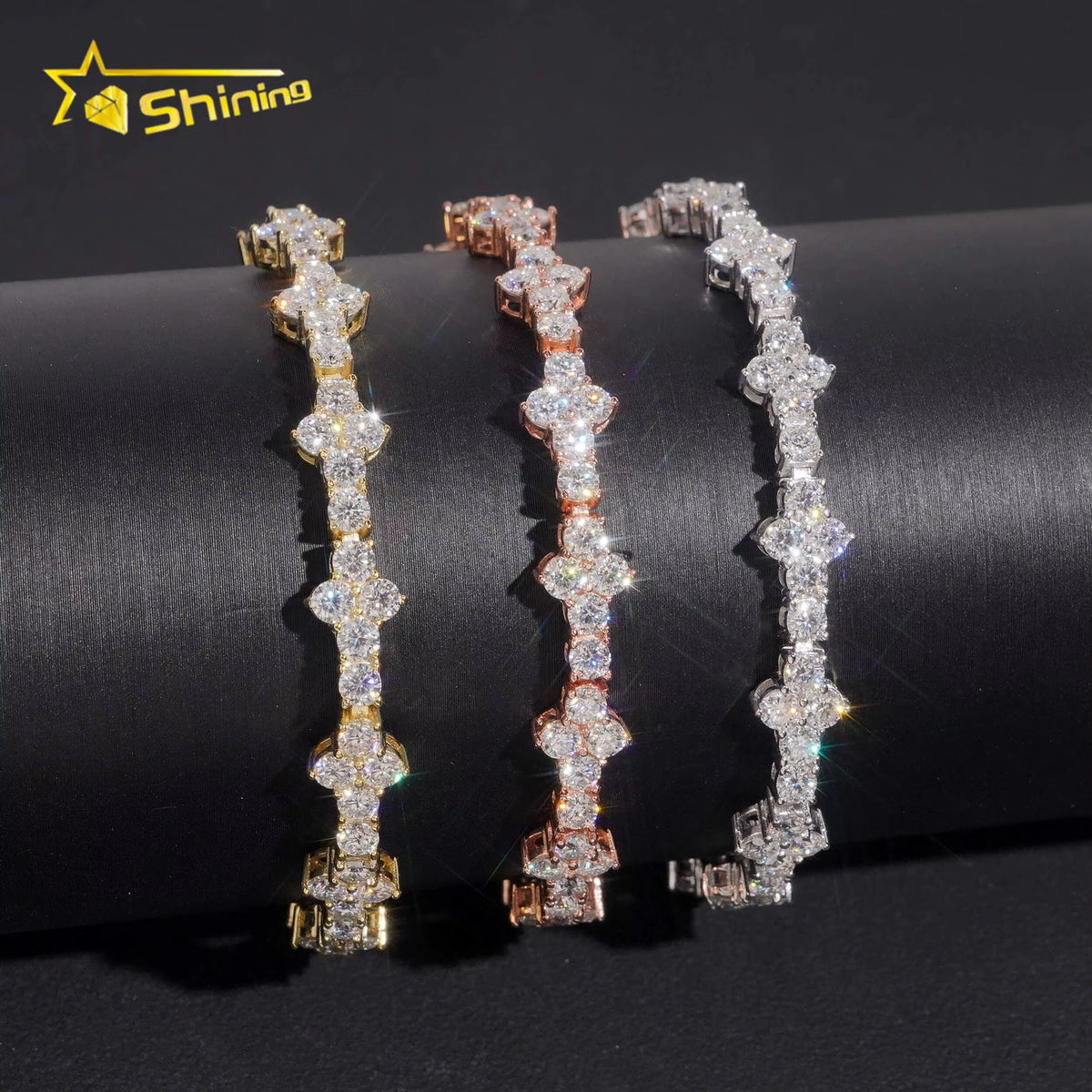 USA Warehouse Local Stocks GRA Certificate 3Mm 925 Solid Silver Hip Hop Iced Out VVS Moissanite Diamond Tennis Bracelet